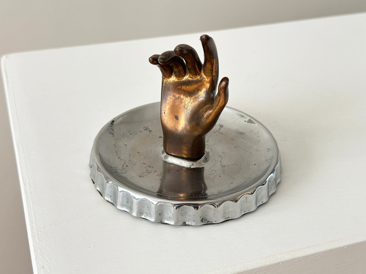 Vintage hand ring dish with unique bottle cap dish
