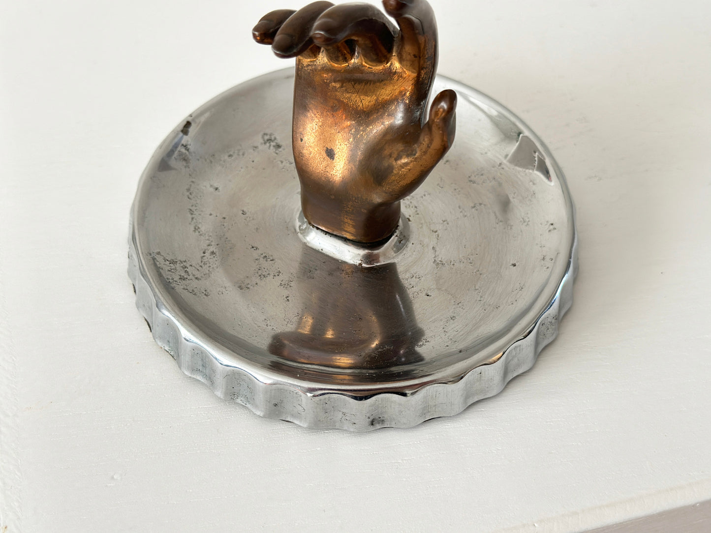 Vintage hand ring dish with unique bottle cap dish