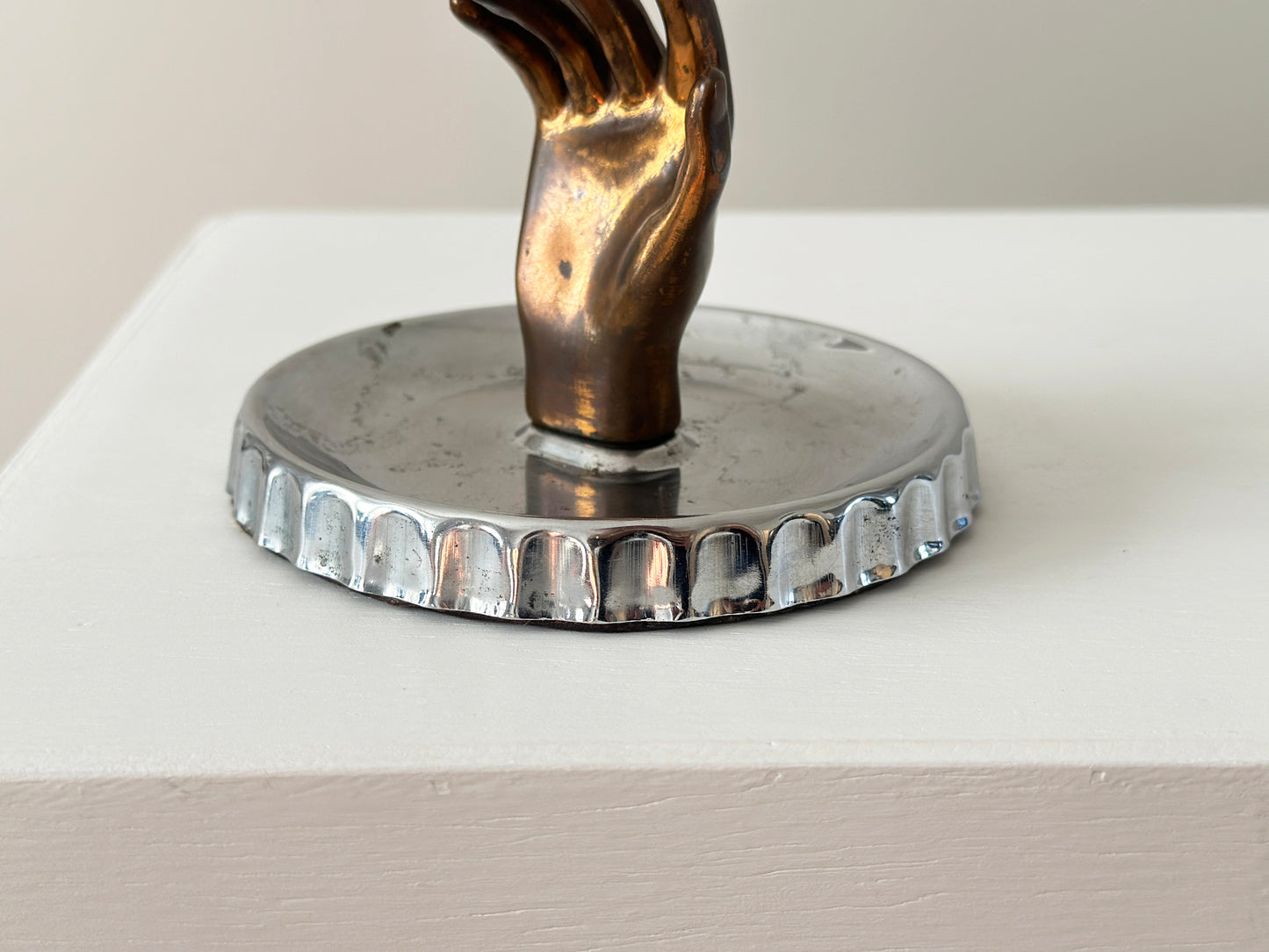 Vintage hand ring dish with unique bottle cap dish