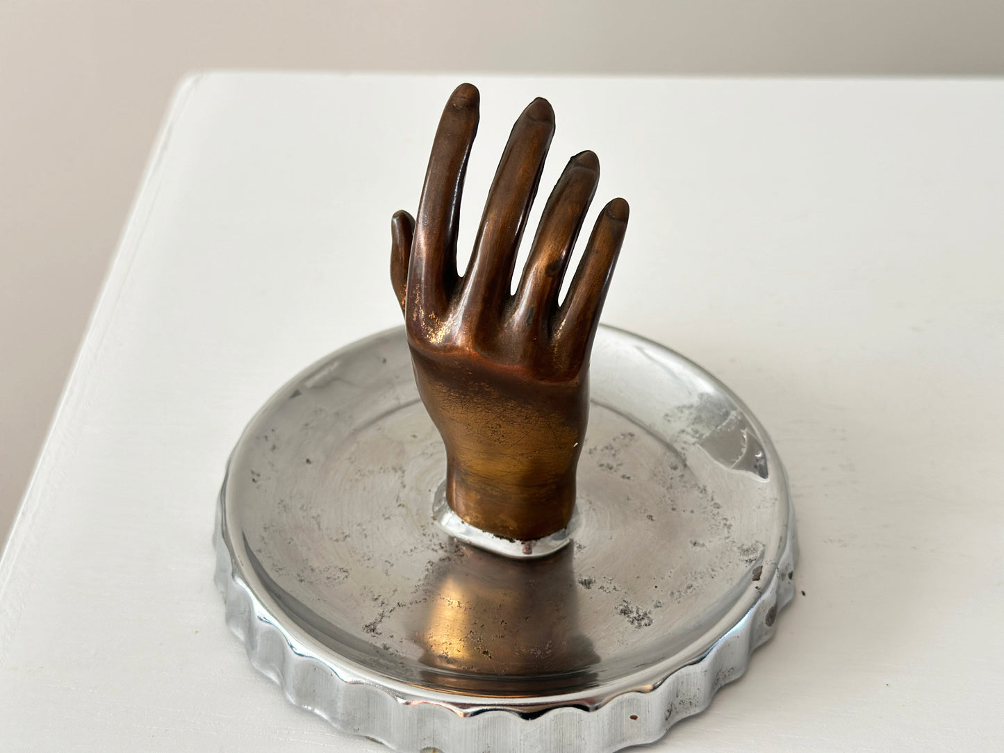 Vintage hand ring dish with unique bottle cap dish