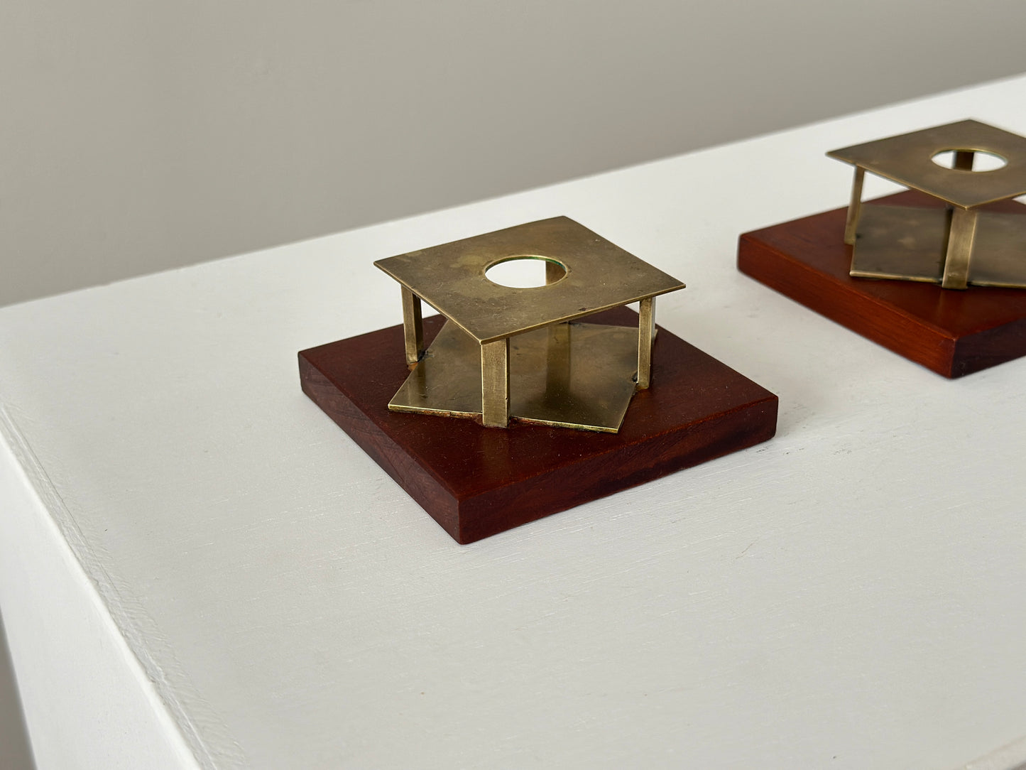 Pair of modernist vintage candle holders