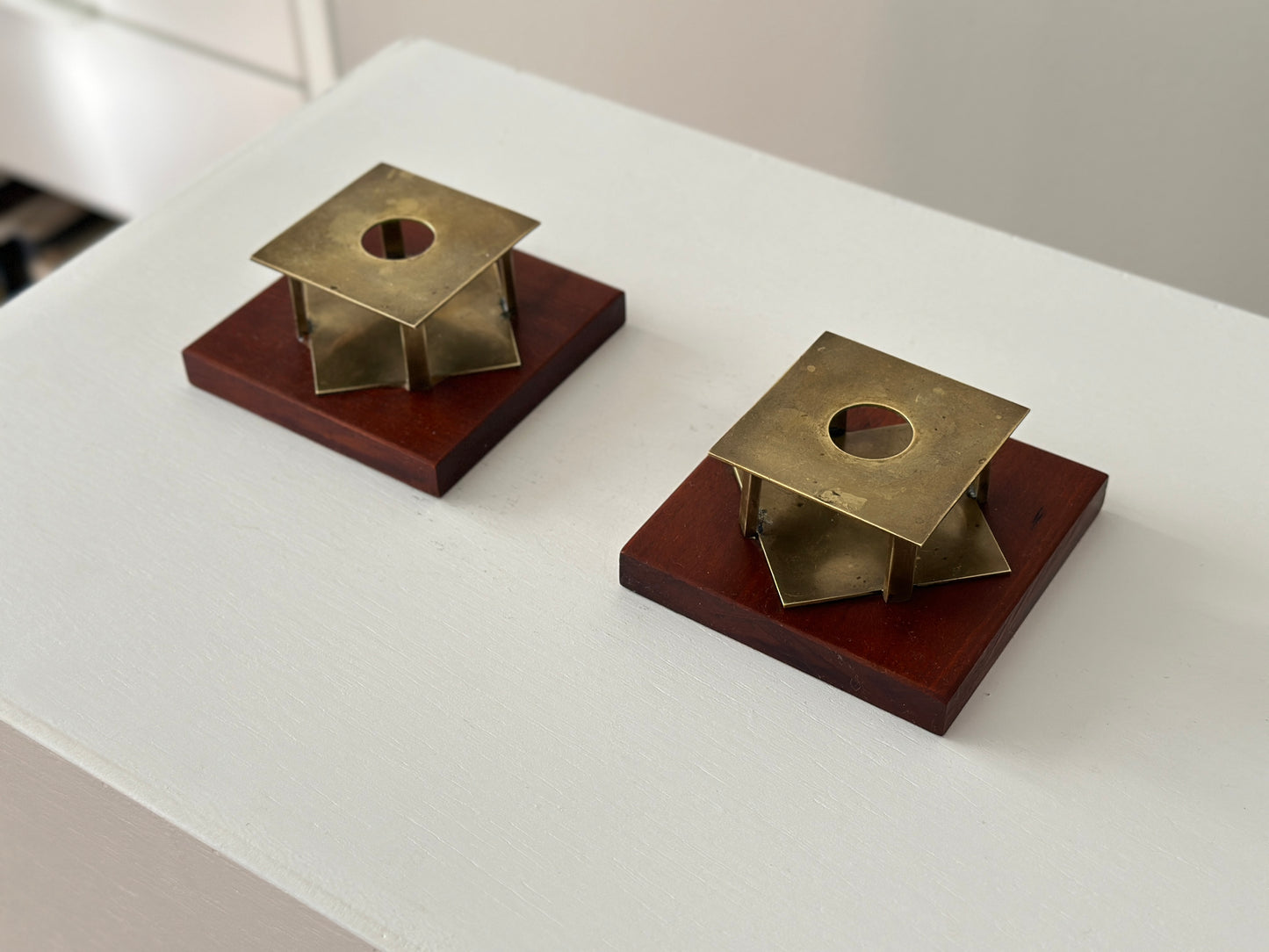 Pair of modernist vintage candle holders