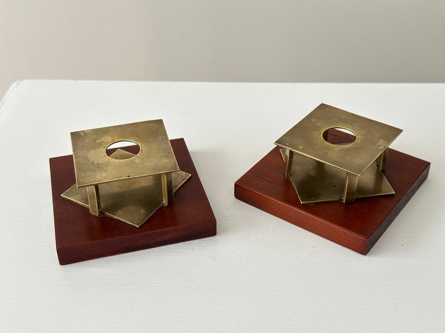 Pair of modernist vintage candle holders