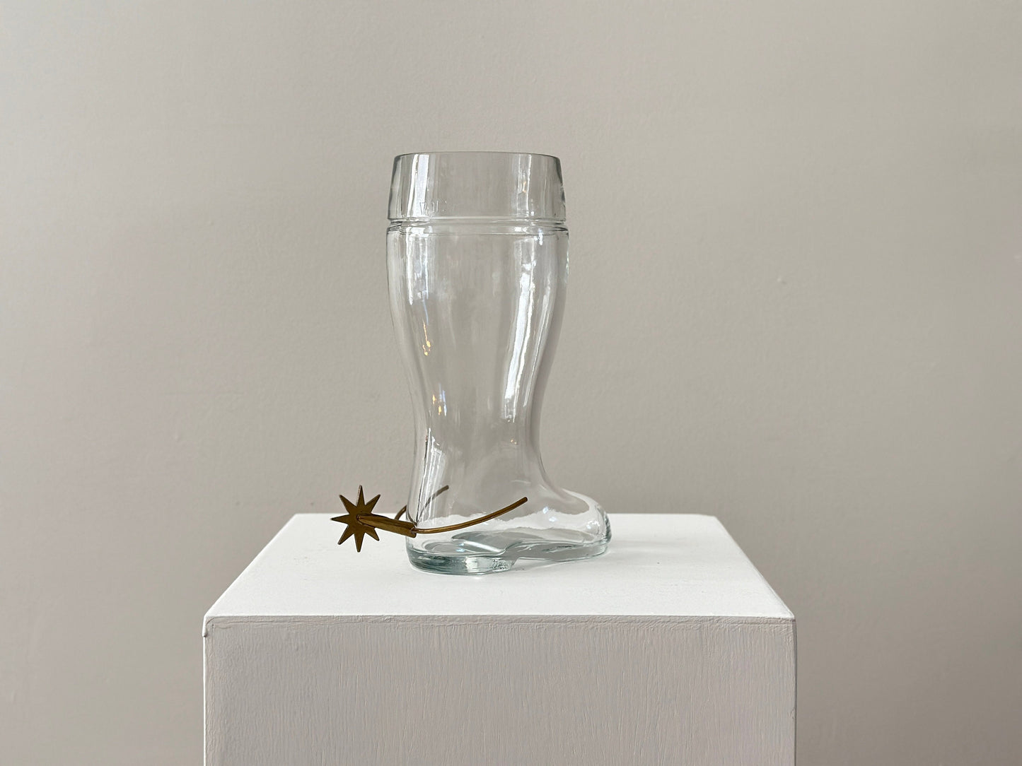 1950 – Carl Auböck glass boot with brass spur vase, marked / signed