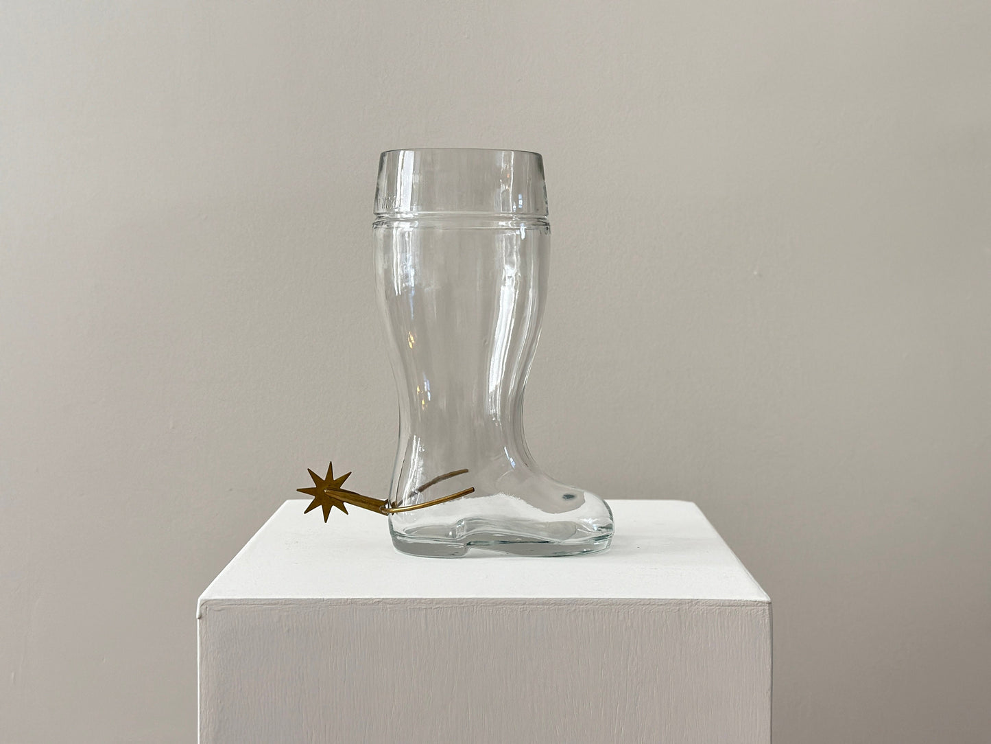 1950 – Carl Auböck glass boot with brass spur vase, marked / signed