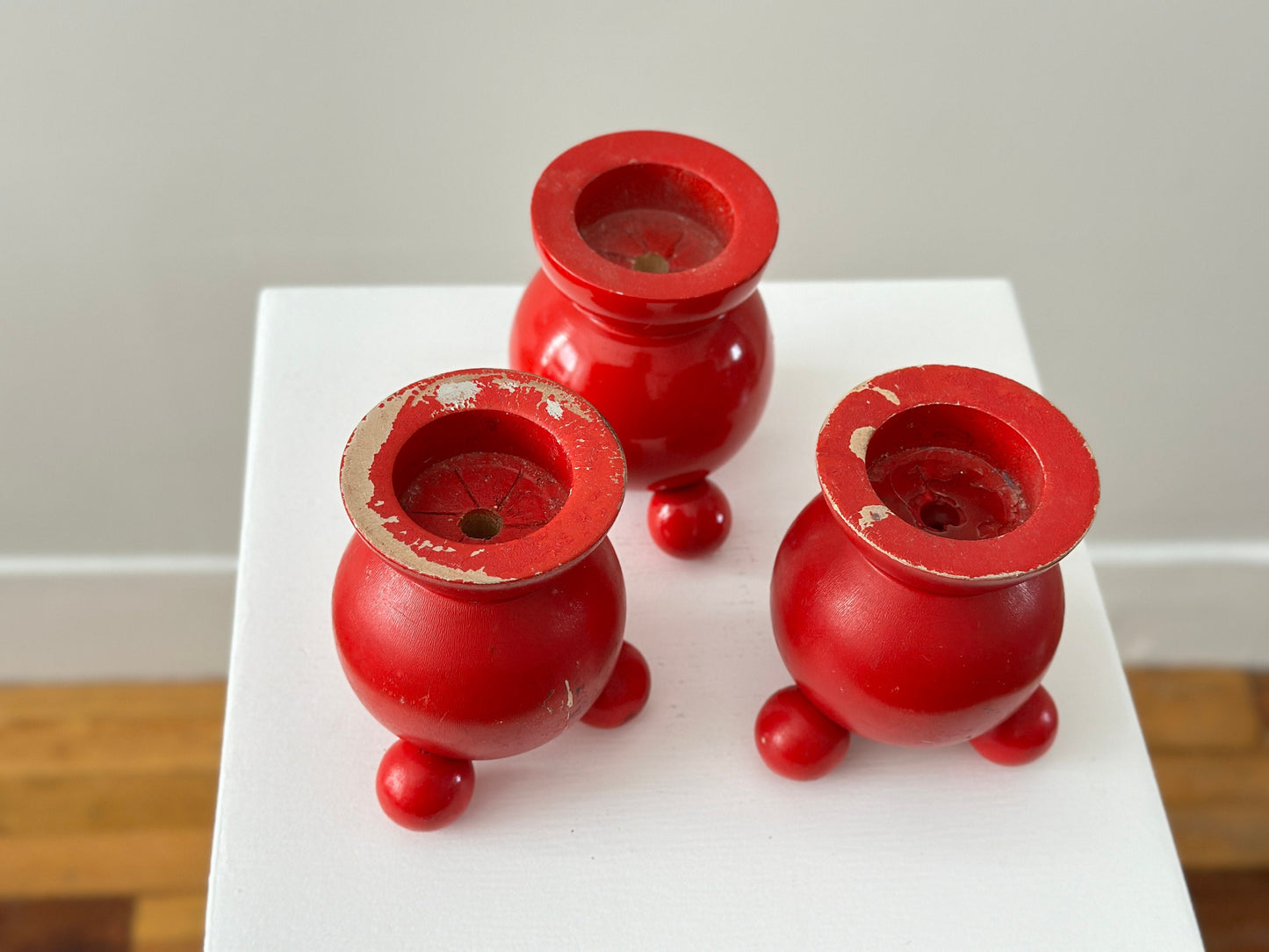 1960s – Three Bo-Ström red candle holders from Sweden