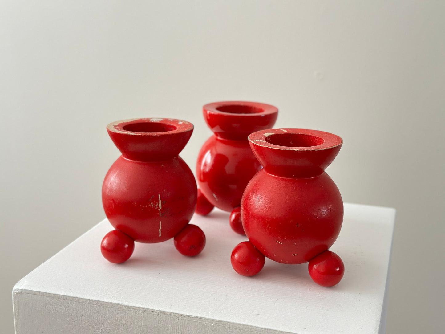 1960s – Three Bo-Ström red candle holders from Sweden