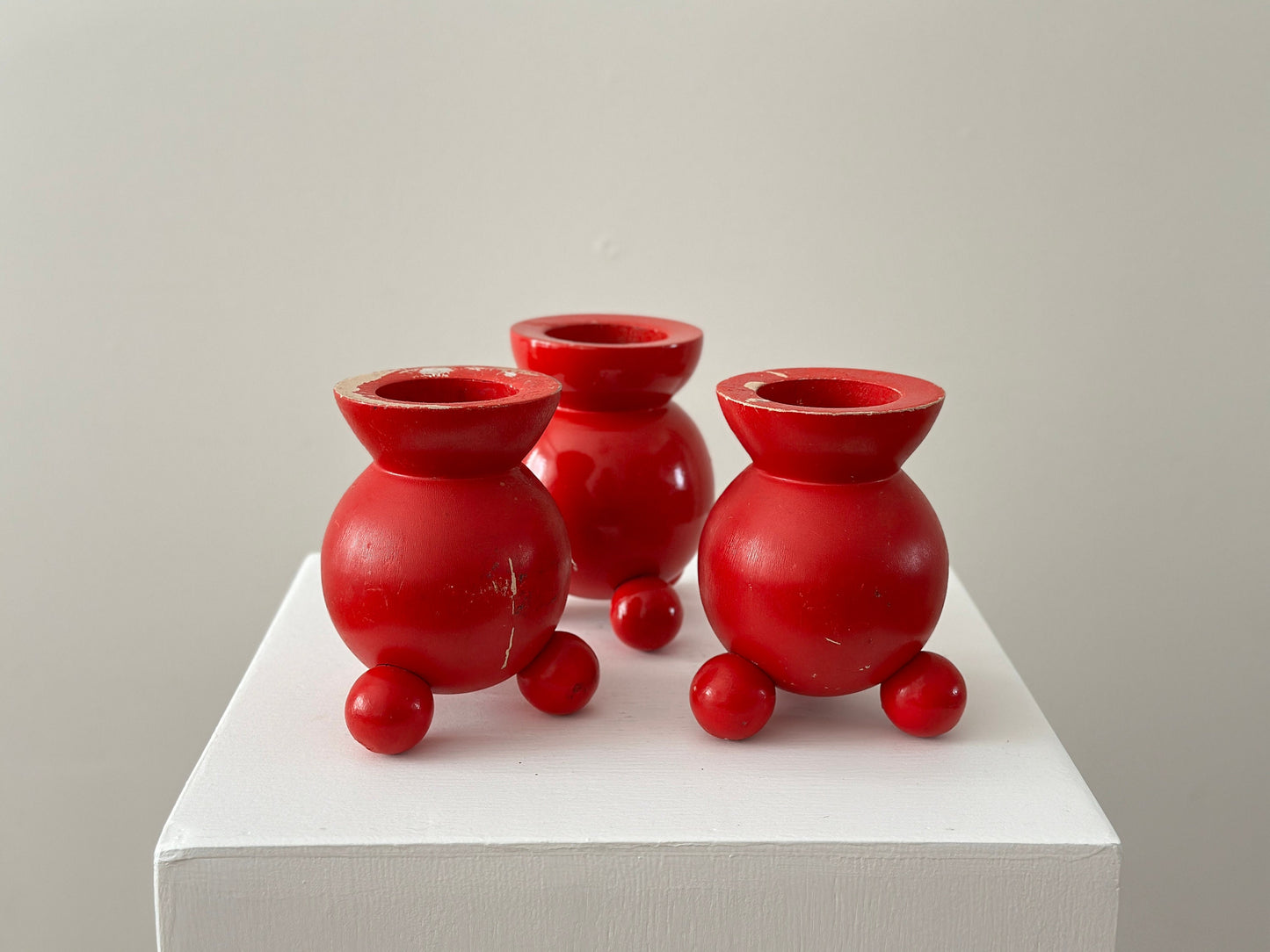 1960s – Three Bo-Ström red candle holders from Sweden