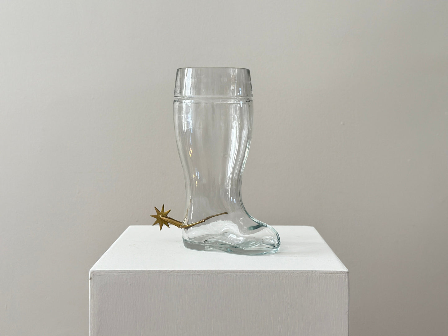 1950 – Carl Auböck glass boot with brass spur vase, marked / signed