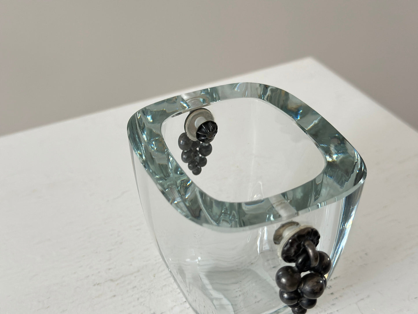 1930s – Small Swedish glass and sterling vase by Einar Dragsted for Strömbergshyttan