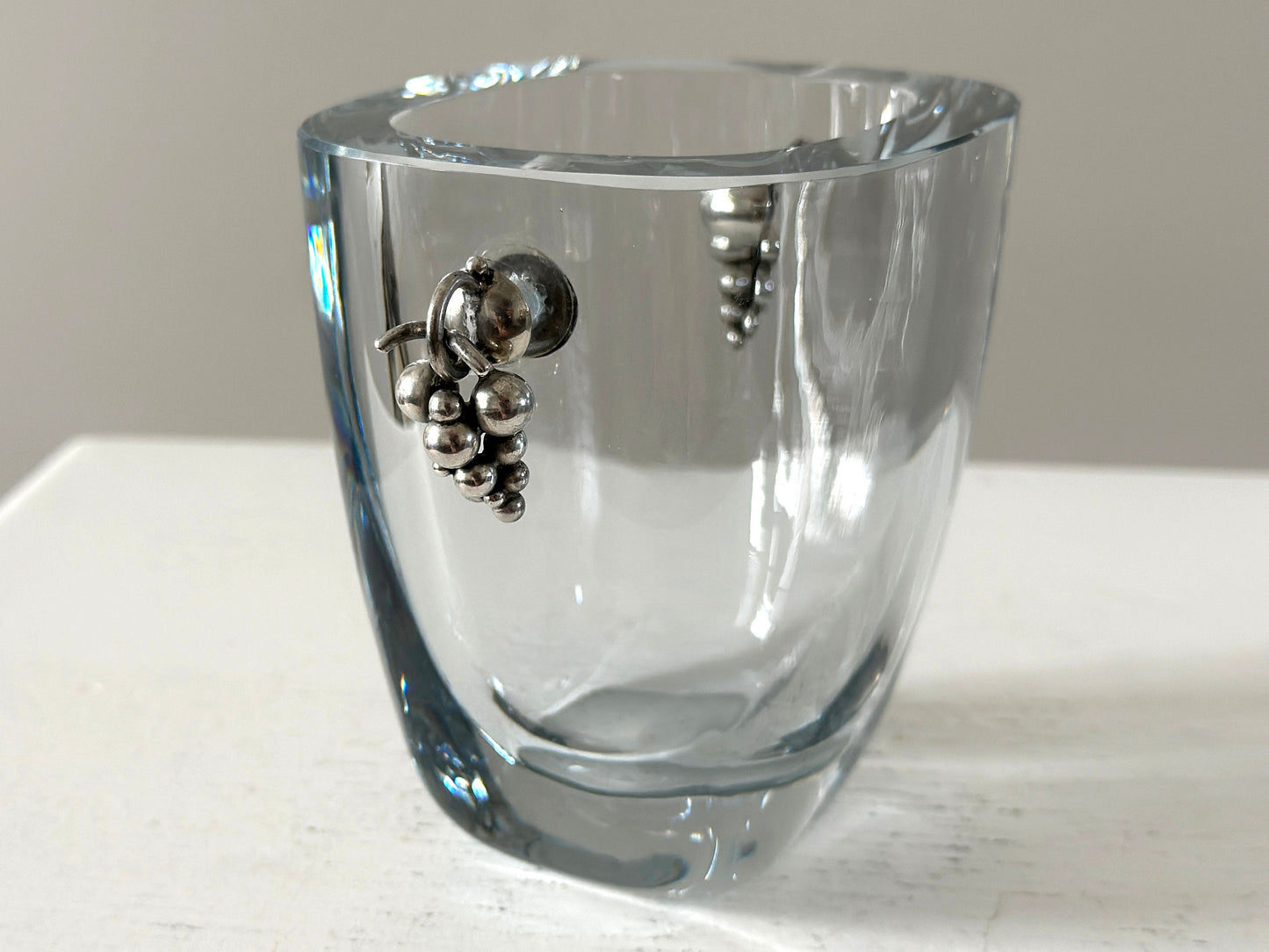 1930s – Blue tinted glass and sterling vase by Einar Dragsted for Strömbergshyttan