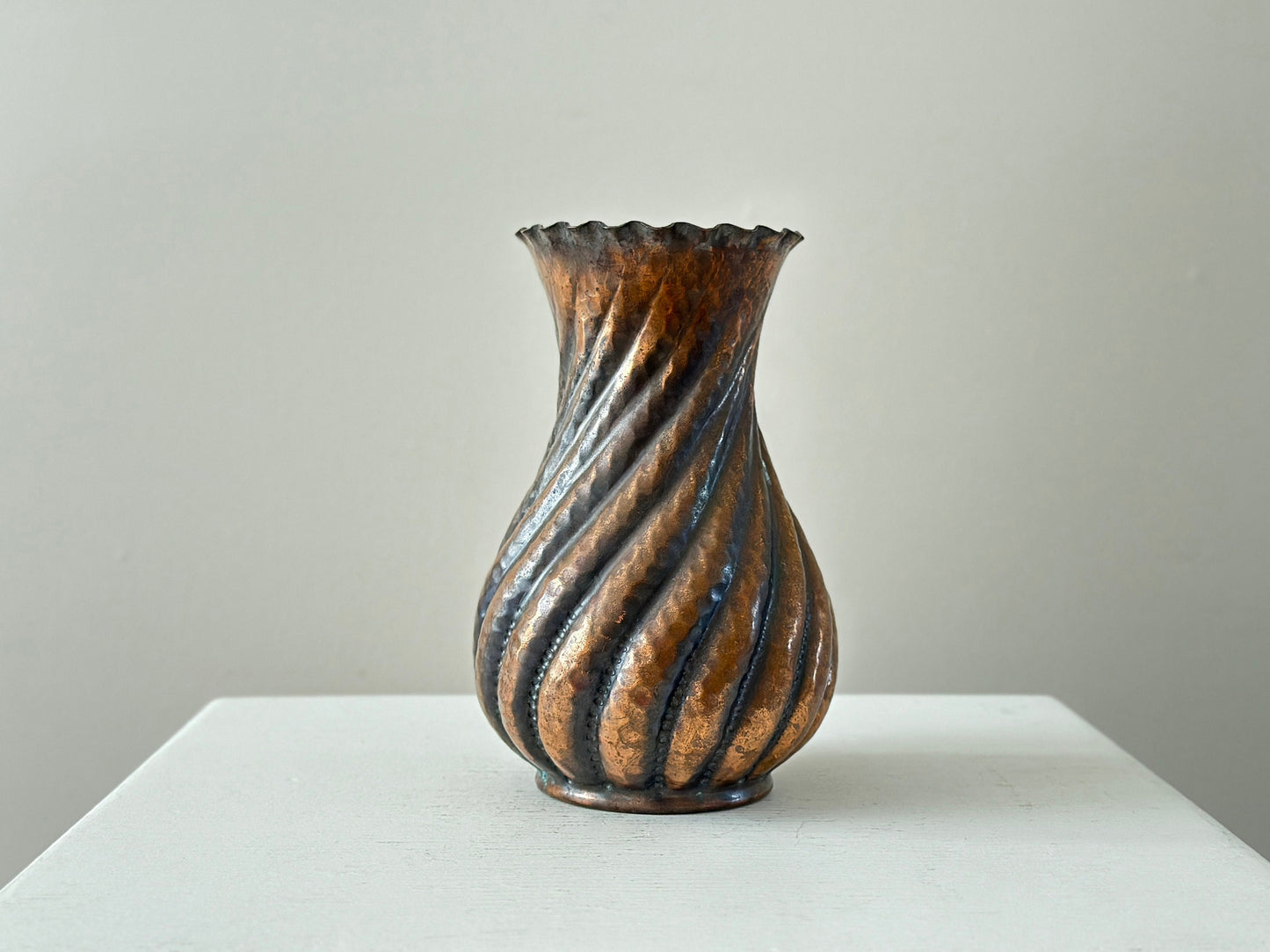 1930s – Italian hammered copper twist fluted vase