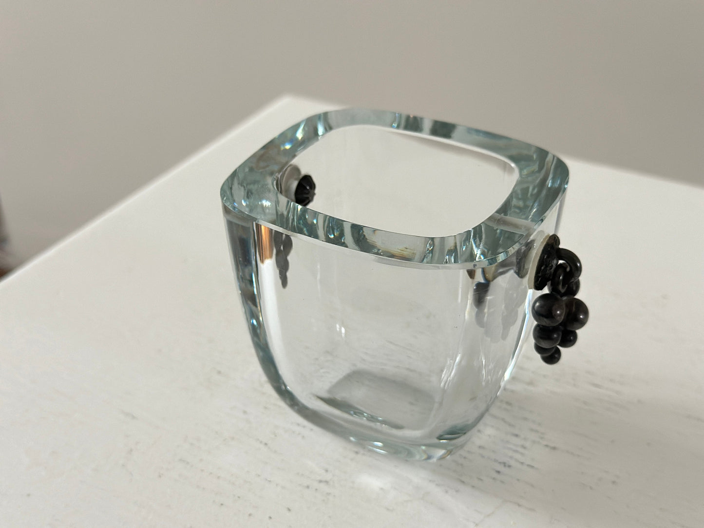 1930s – Small Swedish glass and sterling vase by Einar Dragsted for Strömbergshyttan