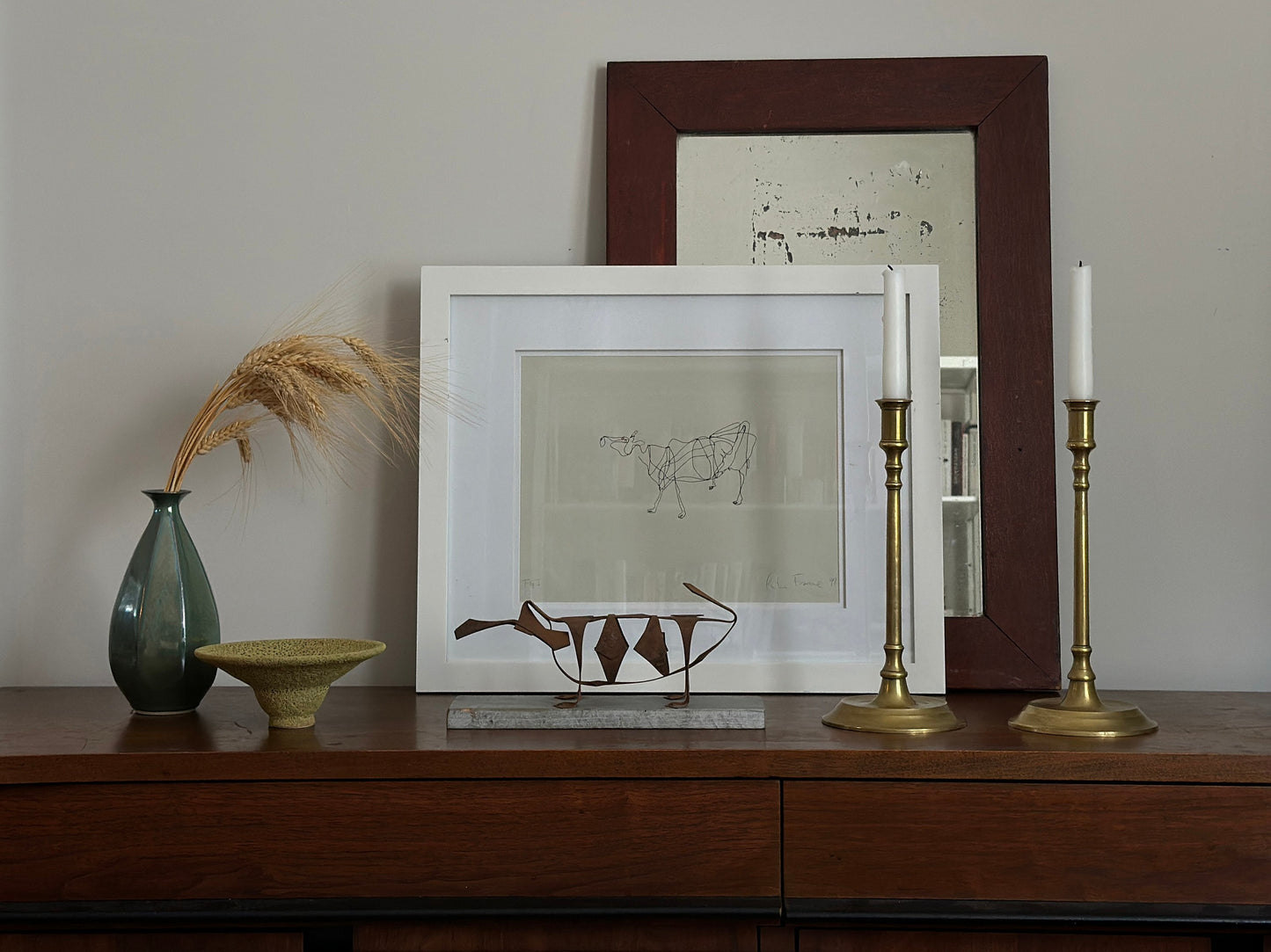 19th Century – Pair of tall solid brass candlesticks, made in England