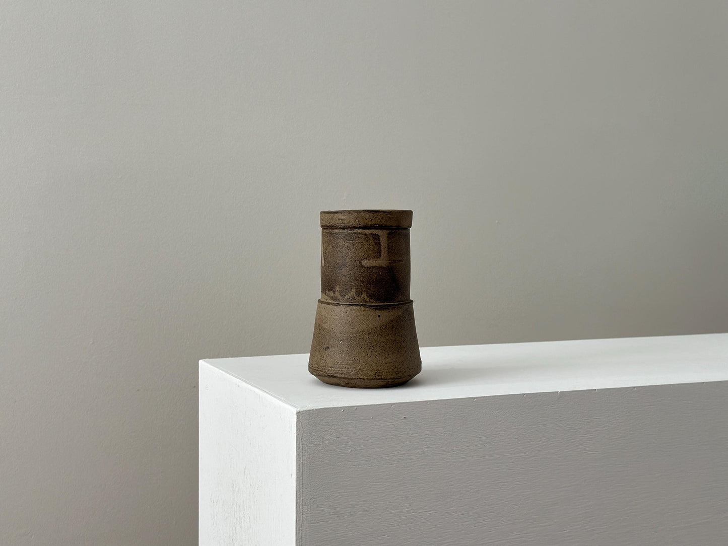 Vintage brutalist pottery jar with Japanese sensibility