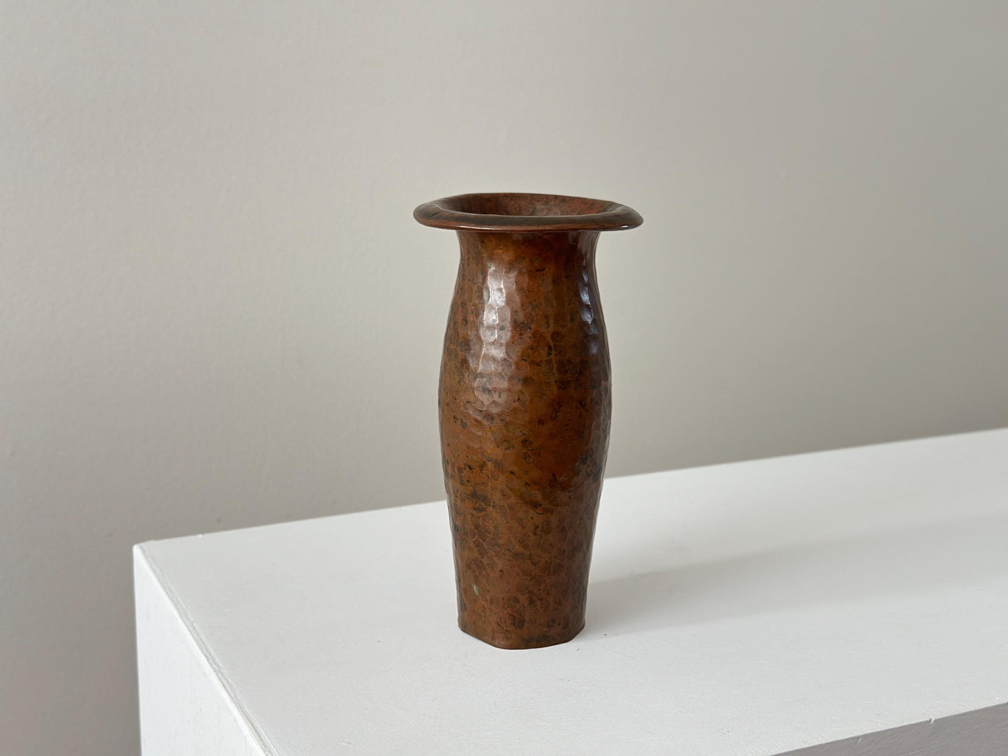 1920s – Flared and reeded edge copper arts and crafts vase