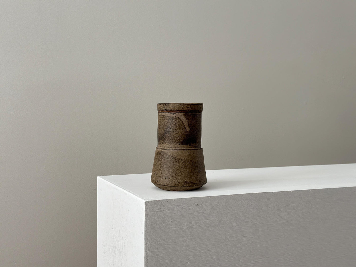 Vintage brutalist pottery jar with Japanese sensibility