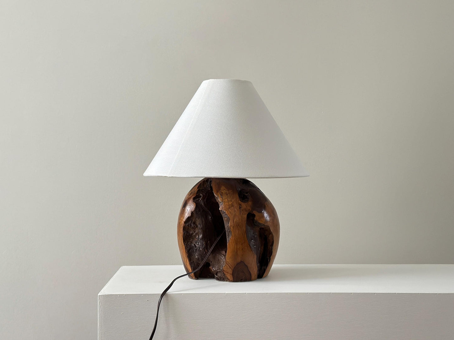 1970s – Turned walnut burl wood lamp organic form