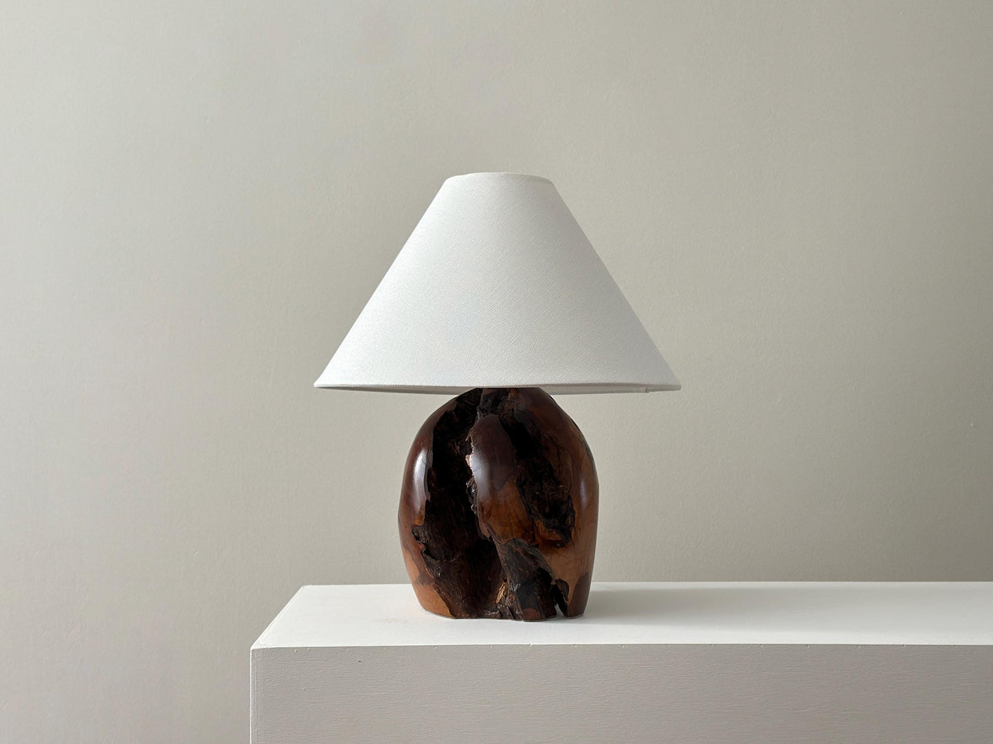 1970s – Turned walnut burl wood lamp organic form