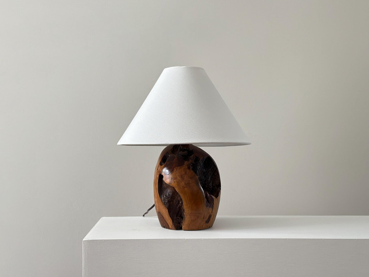 1970s – Turned walnut burl wood lamp organic form