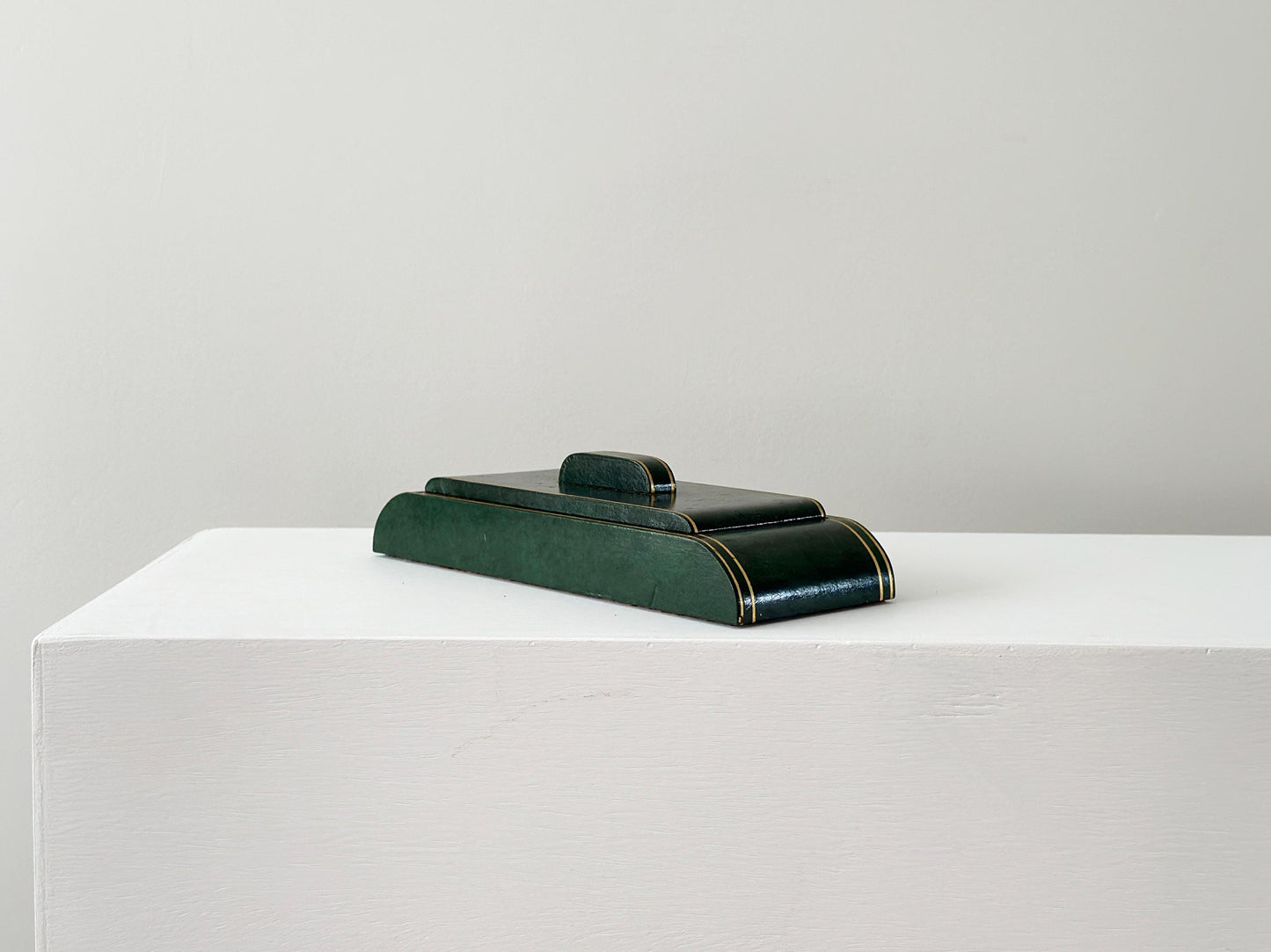 1930s – Art Deco green and gold trinket cigarette box by London Harness Company