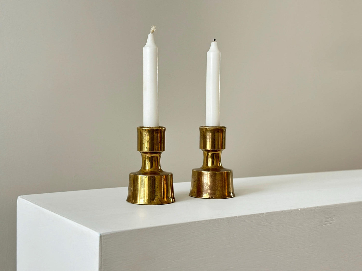 1950s – Solid brass candle holders by Jens Harald Quistgaard for Dansk. Produced in Finland.