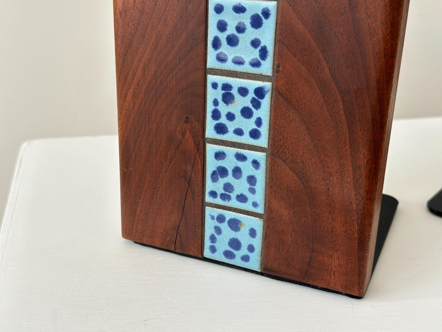 1970s – Marshall Studios bookends with tiles inset into walnut