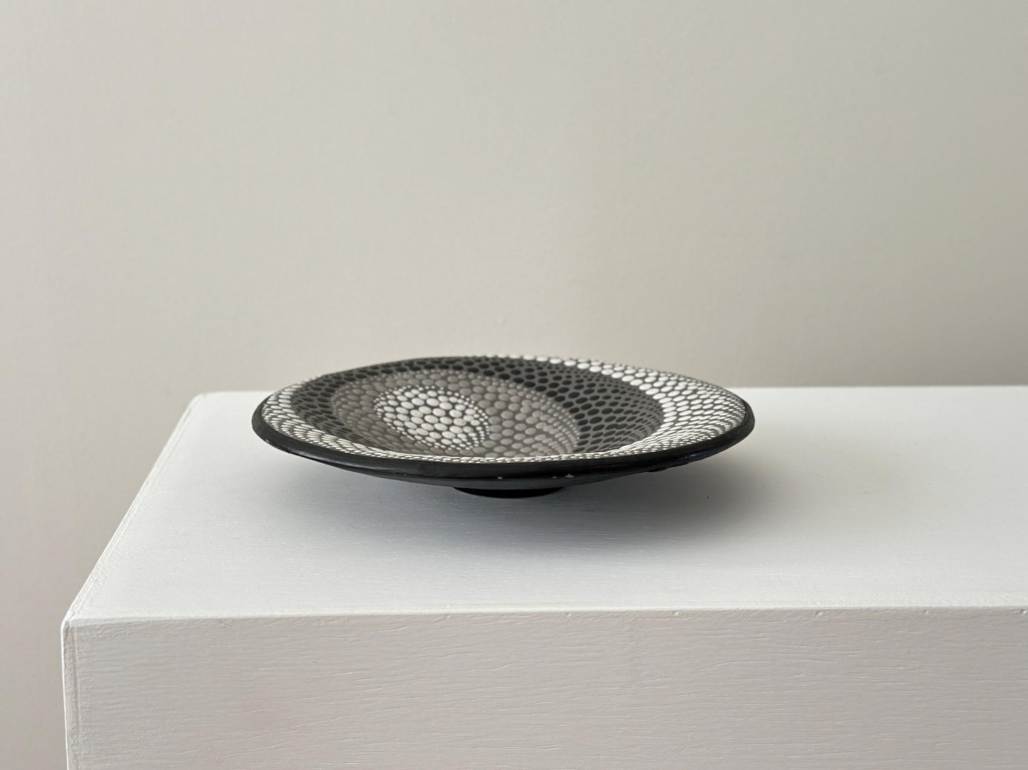 1960s – Hand painted Op Art terracotta shallow bowl