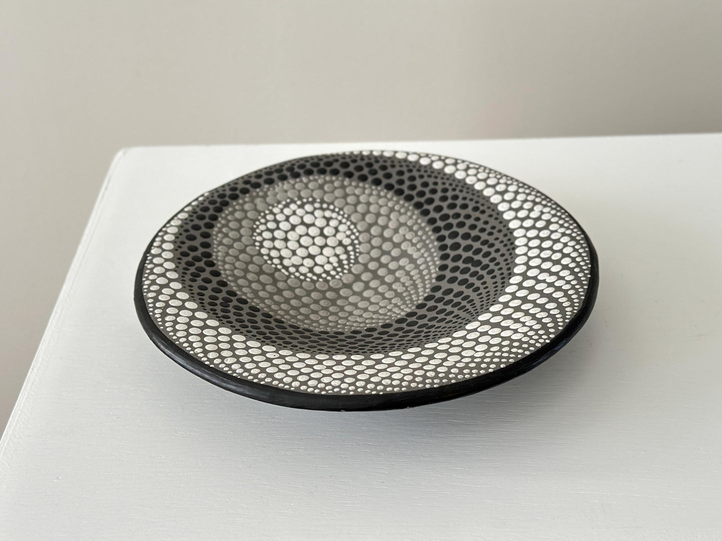 1960s – Hand painted Op Art terracotta shallow bowl