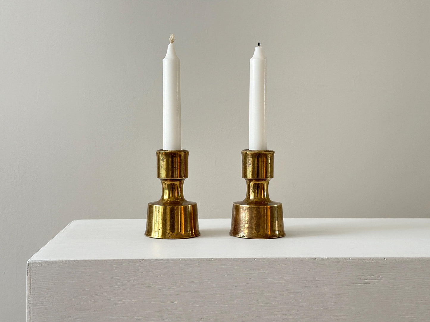1950s – Solid brass candle holders by Jens Harald Quistgaard for Dansk. Produced in Finland.
