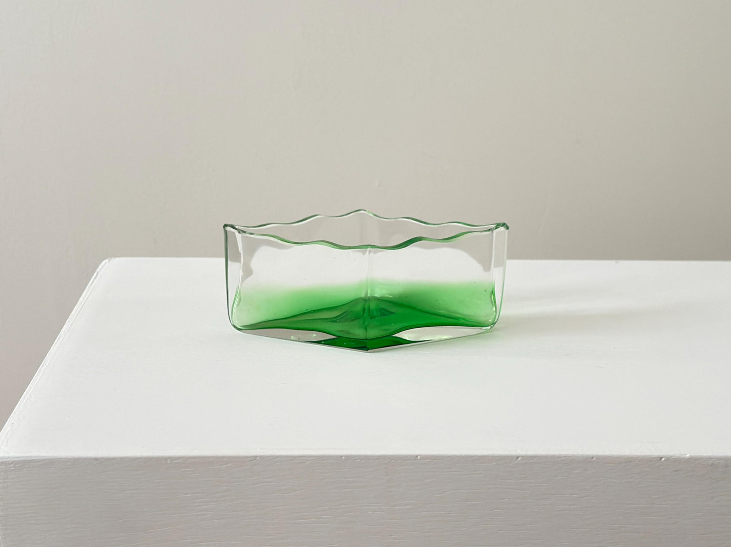 Early 1900s – Art Nouveau gradient glass diamond shaped bowl with wavy edge by WMF