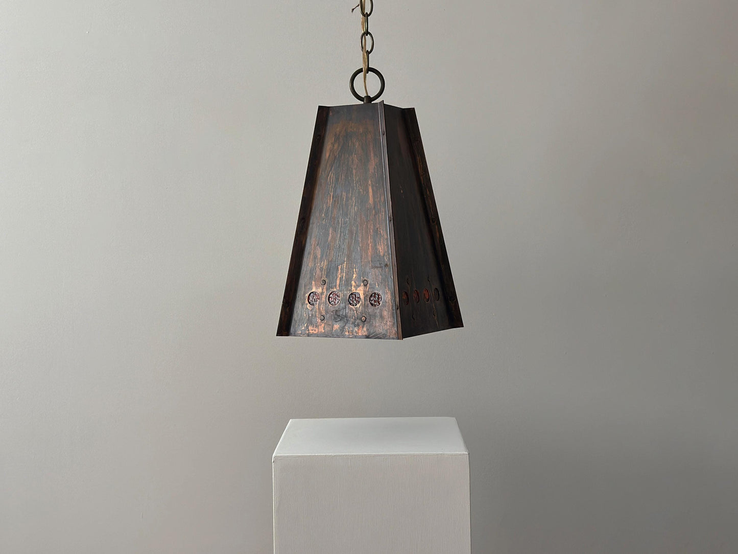 1960s – Brutalist patinated copper chandelier