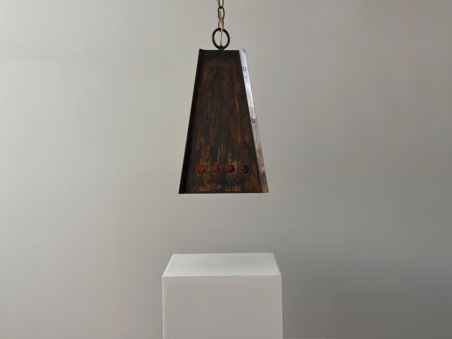 1960s – Brutalist patinated copper chandelier