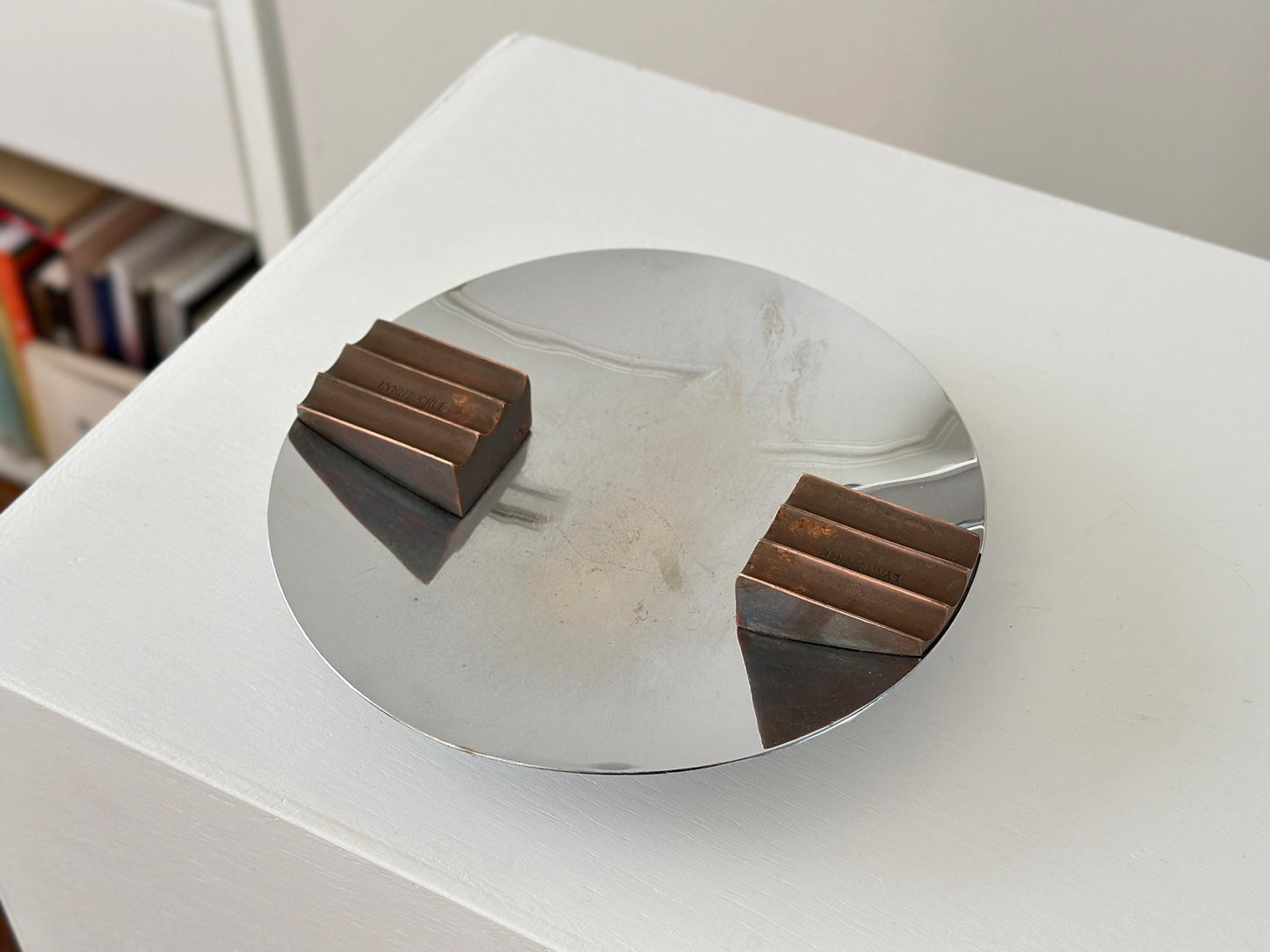 1930s – Revere chrome and brass ashtray