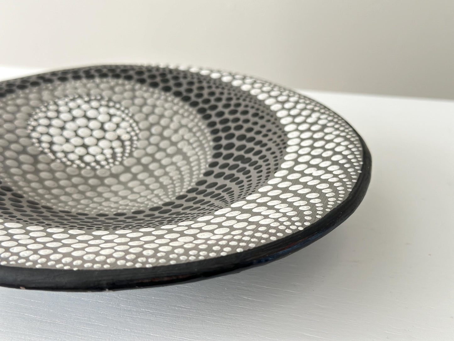 1960s – Hand painted Op Art terracotta shallow bowl