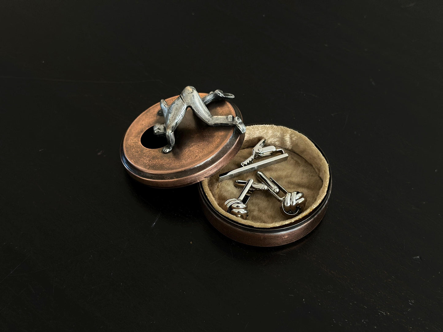 1930s – Art Deco brass cufflink box by Widerholm & Dahlberg