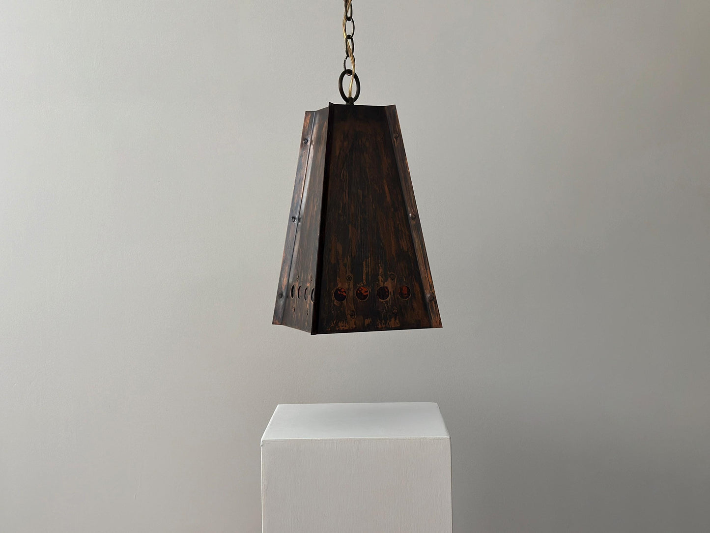 1960s – Brutalist patinated copper chandelier