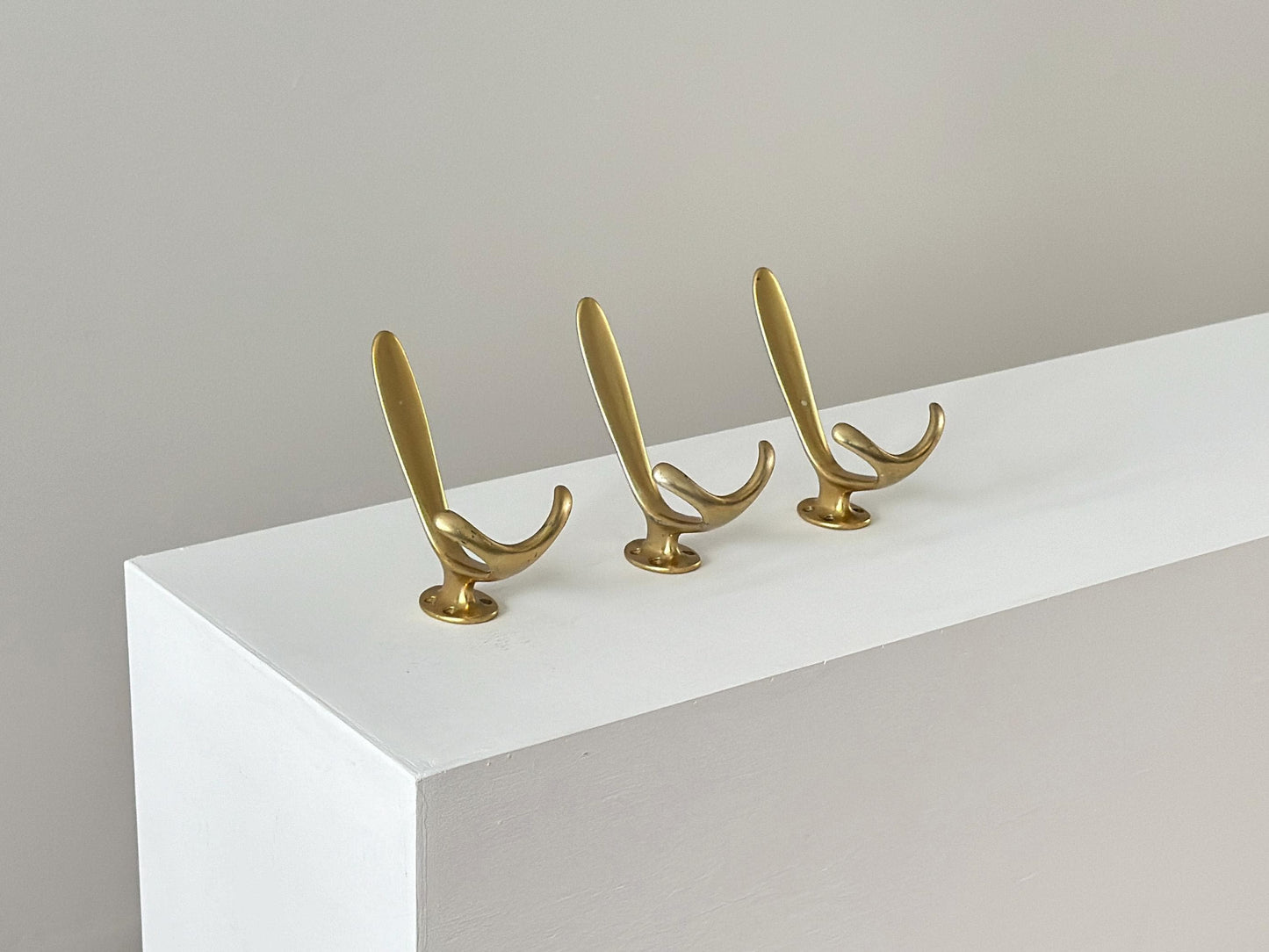 1960s – Set of 3 mid-century aluminum wall hooks