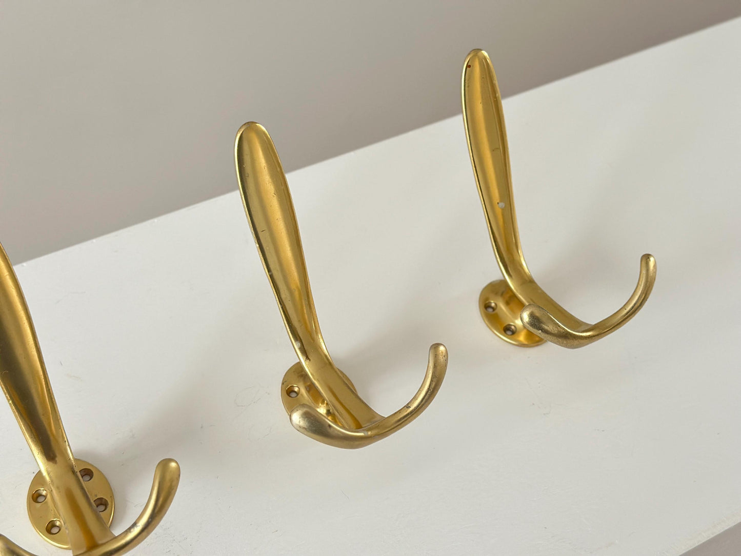 1960s – Set of 3 mid-century aluminum wall hooks