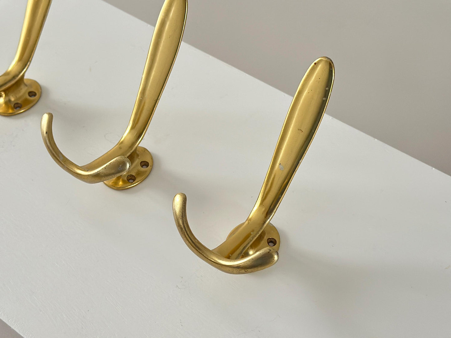 1960s – Set of 3 mid-century aluminum wall hooks