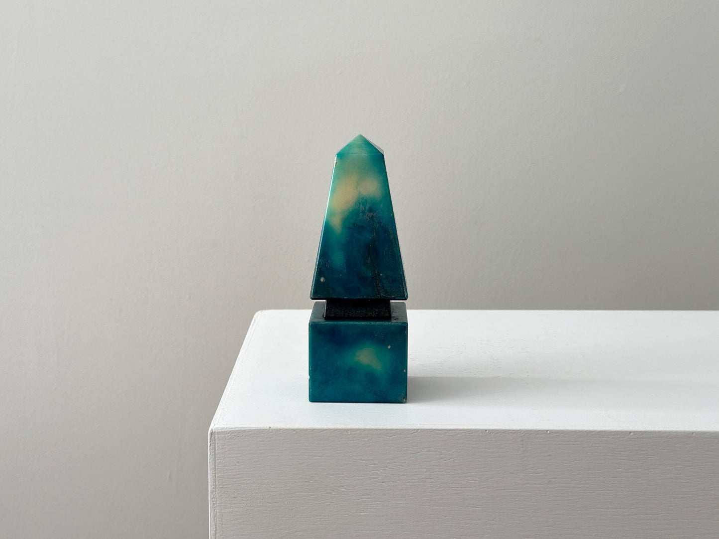 Vintage marble stone blue green obelisk