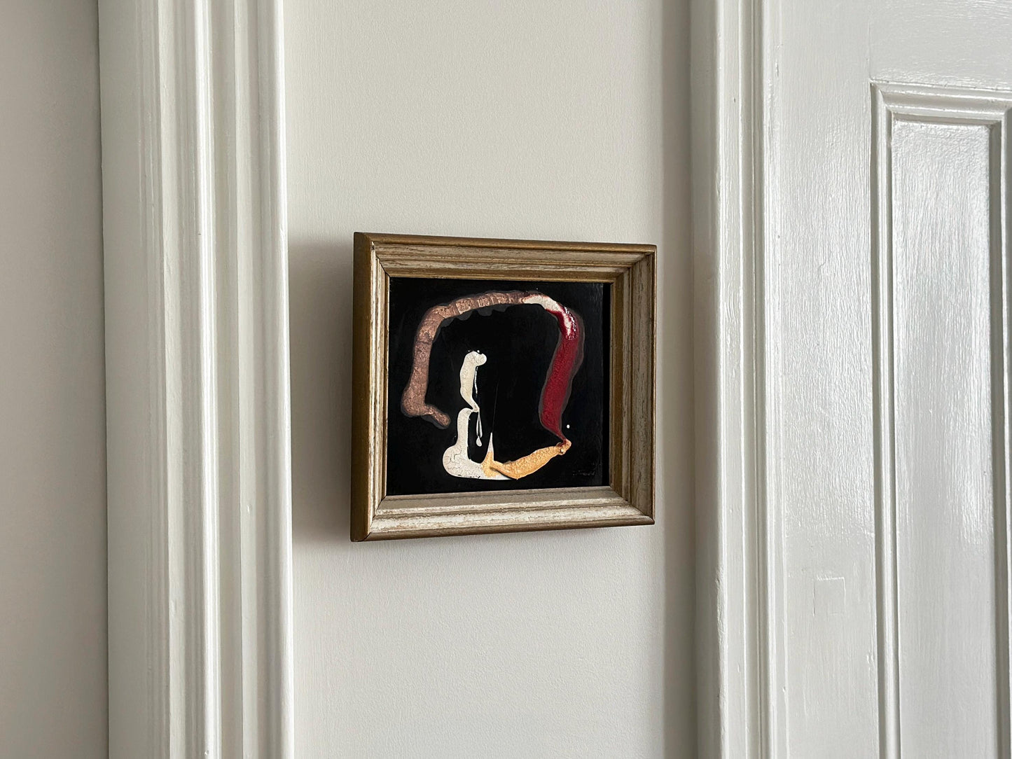 Signed vintage surrealist figure painting