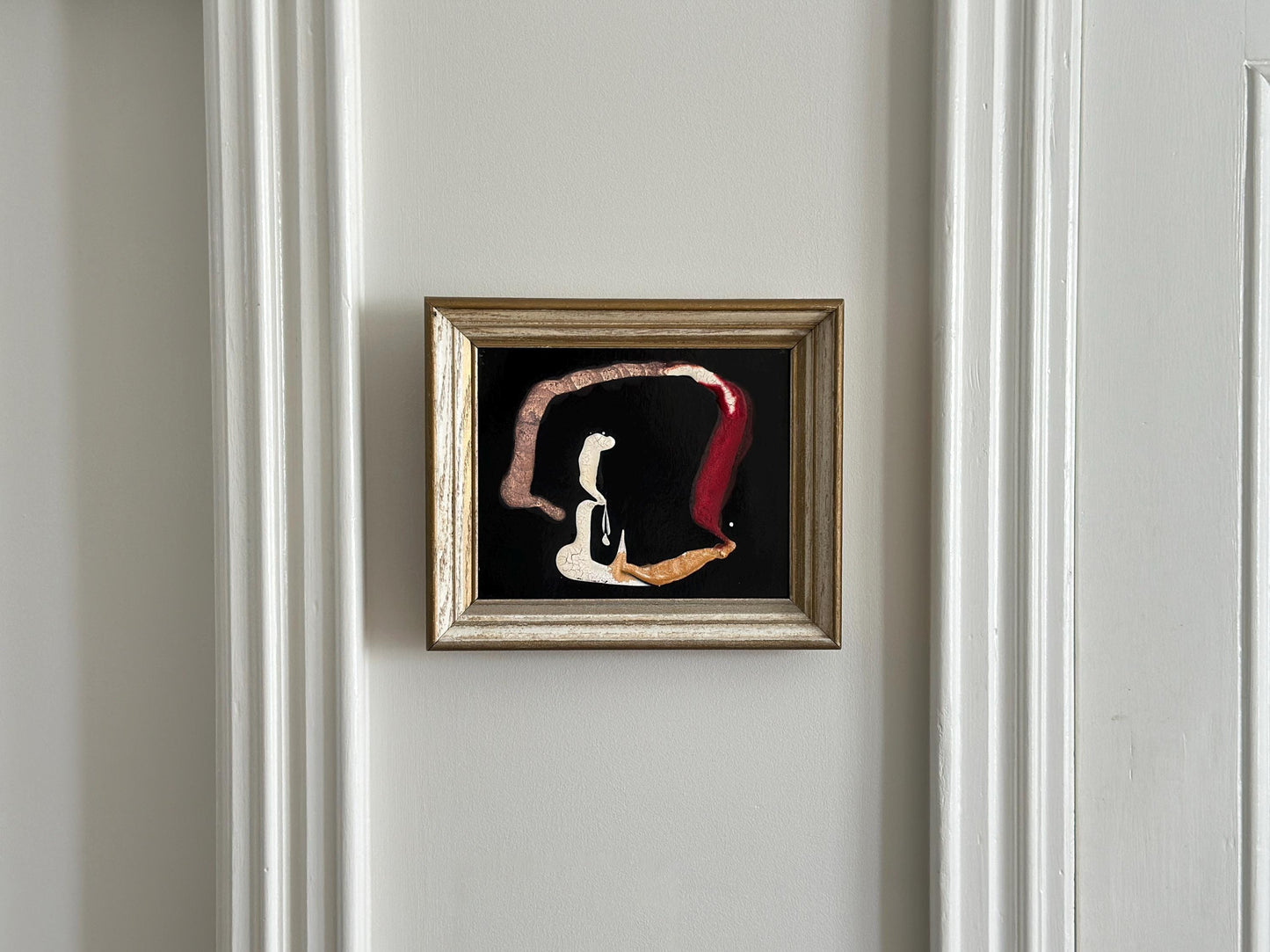 Signed vintage surrealist figure painting