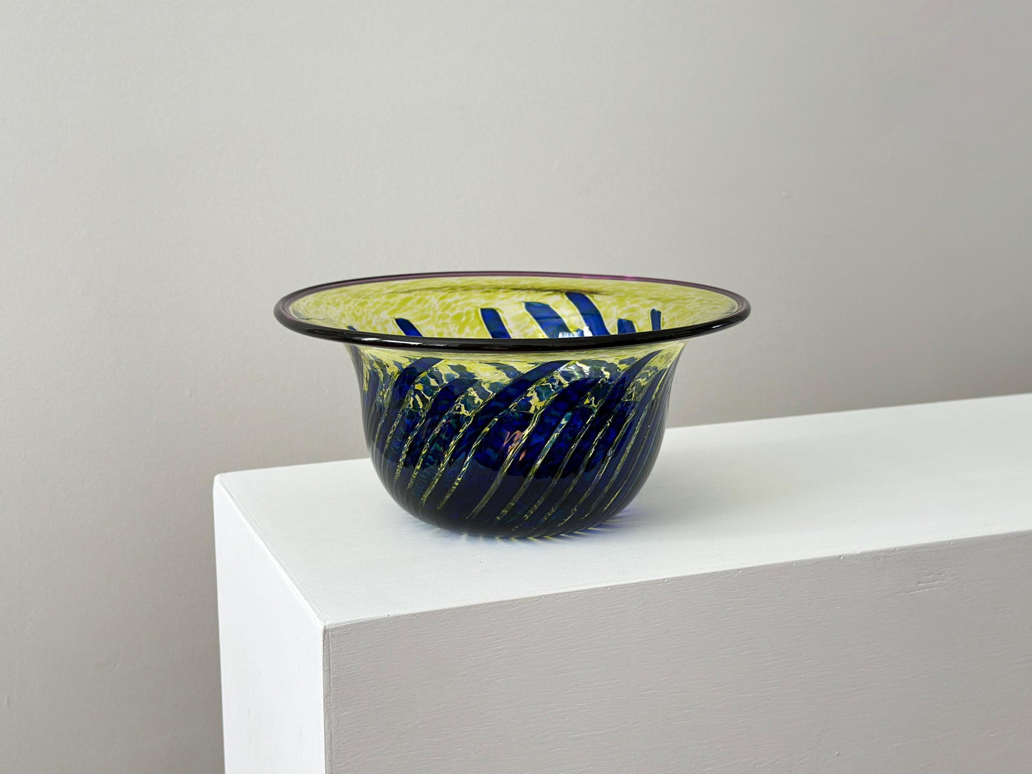 Vintage 11" signed art glass bowl