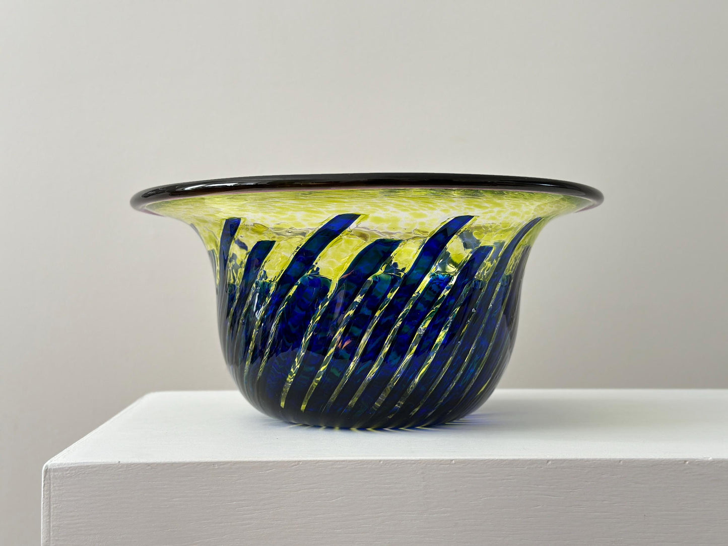 Vintage 11" signed art glass bowl