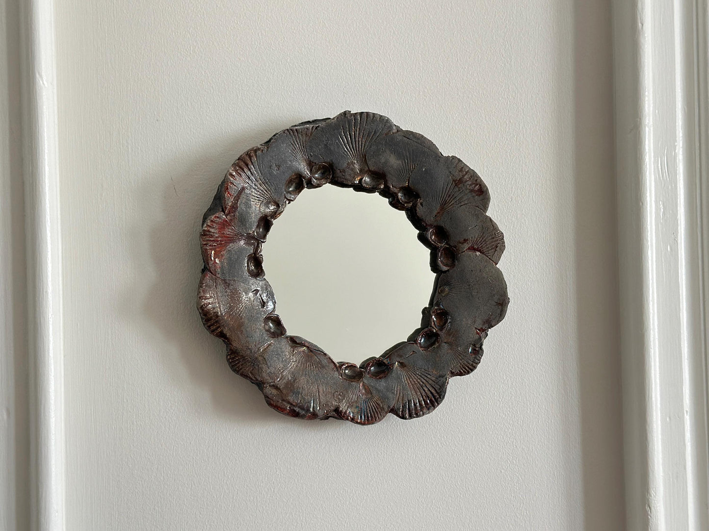 1970s – Vintage pottery scallop shell mirror