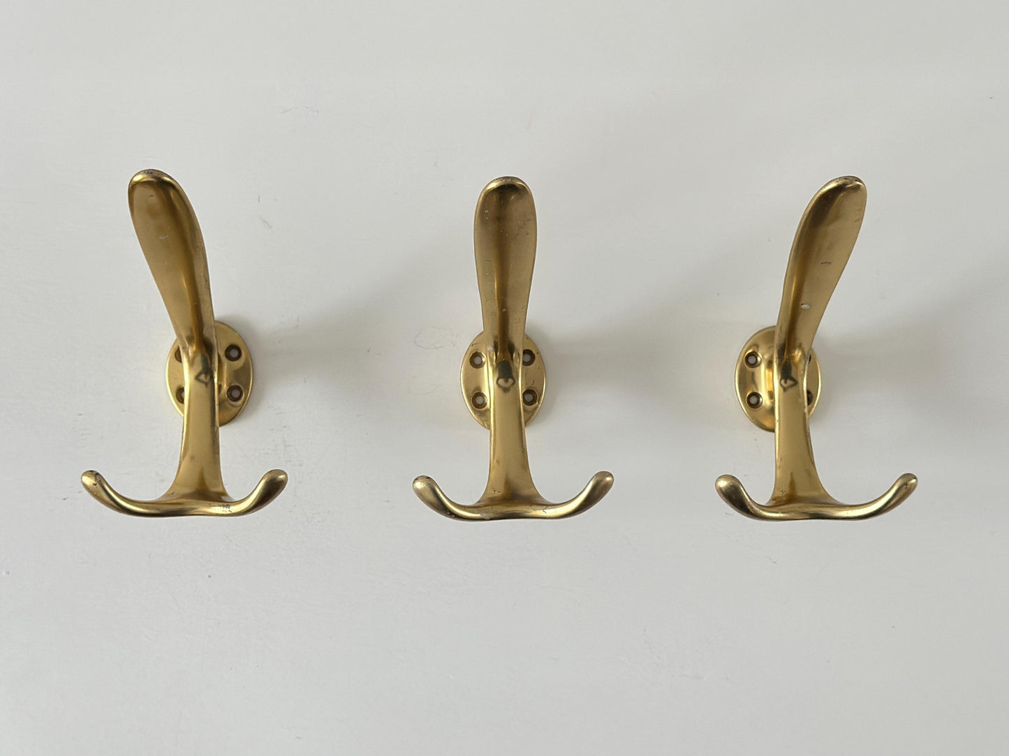1960s – Set of 3 mid-century aluminum wall hooks