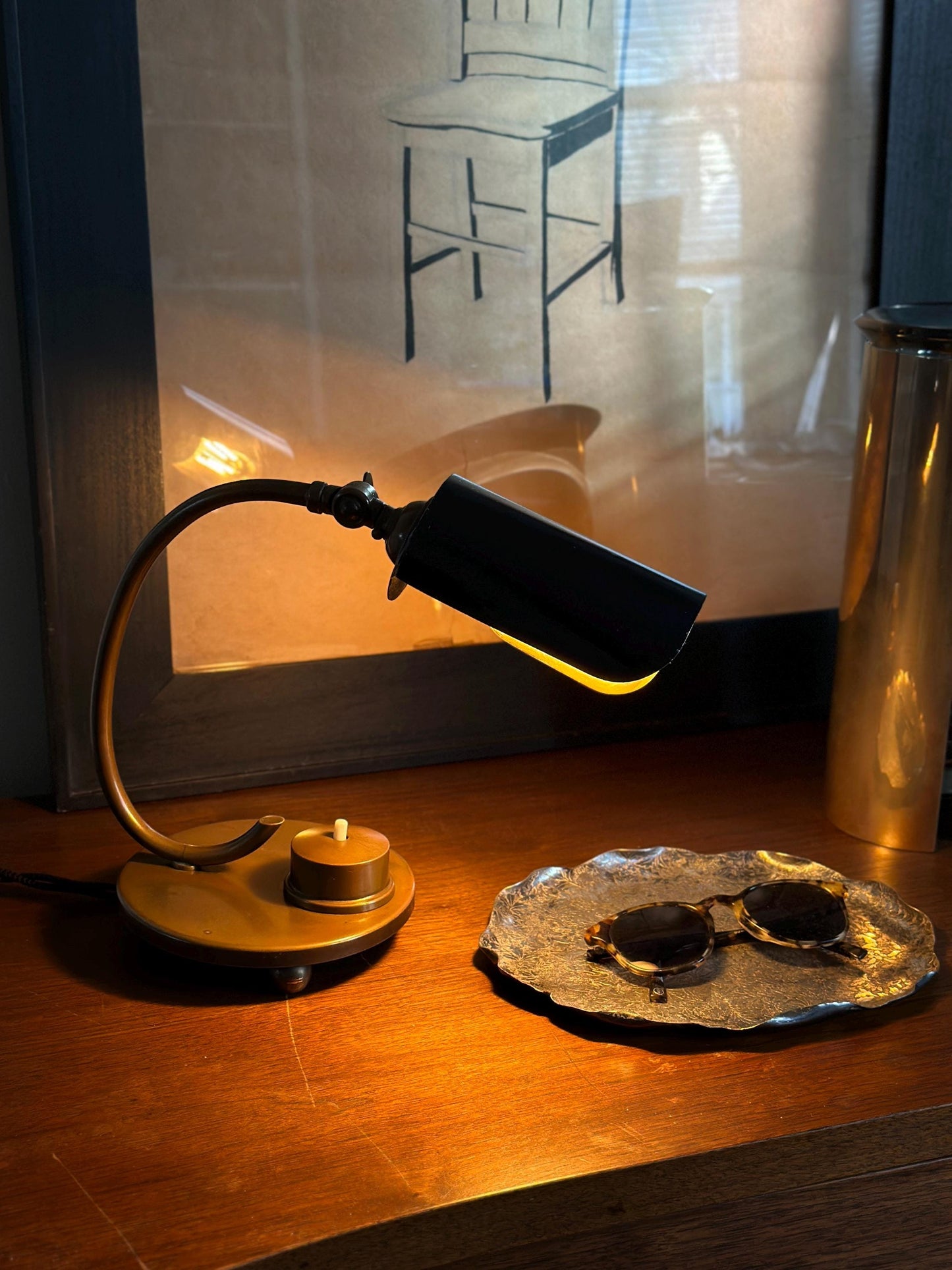 1930s – Art Deco adjustable brass industrial table lamp