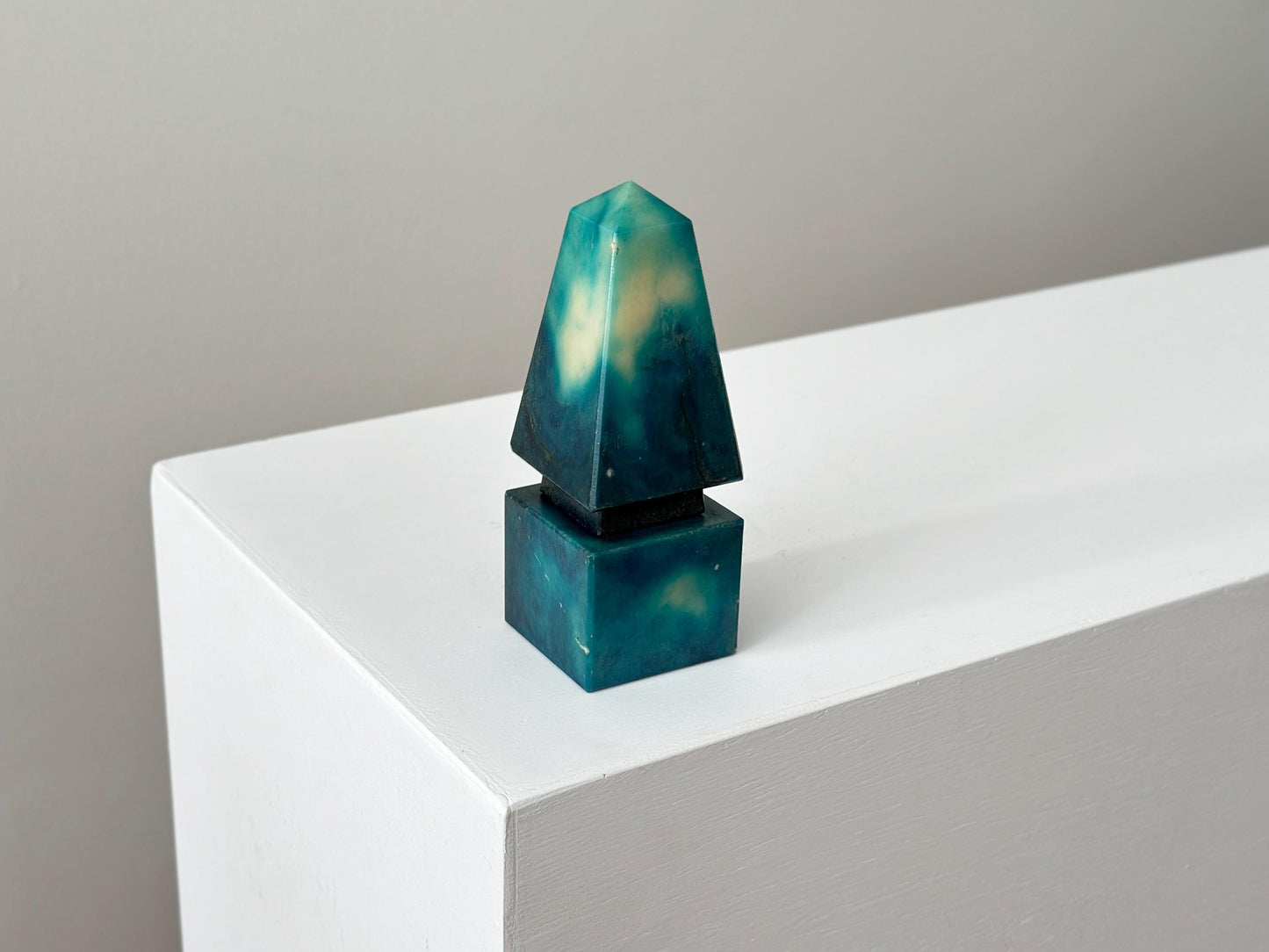 Vintage marble stone blue green obelisk
