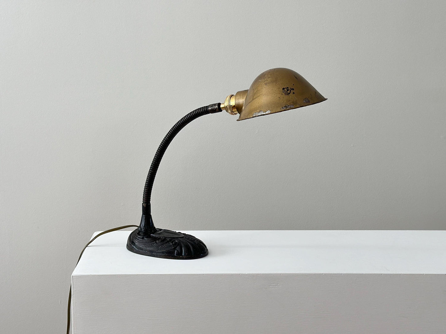 1920s – Ornate cast iron gooseneck lamp, rewired